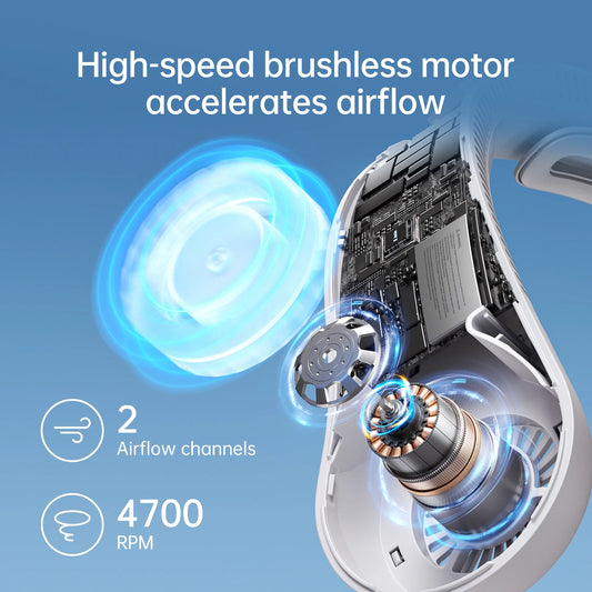 Portable Neck Fan — 5000mAh, Hands-Free Cooling with 5-Speed Airflow